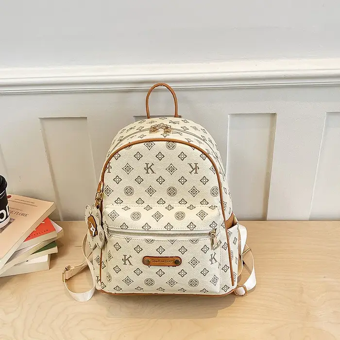 Sac à dos en cuir pour femmes tendance, grande capacité, léger, sac à dos de voyage pour femmes, imprimé floral rétro, sac à dos de randonnée