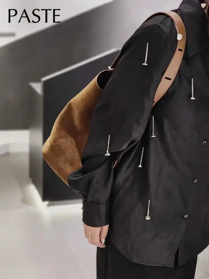 Sac à main en cuir de vachette suédé pour femme