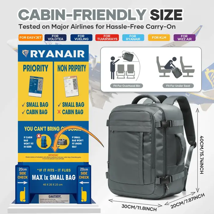 Ryanair sacs de cabine 40x30x20 sac à dos de voyage sous le siège