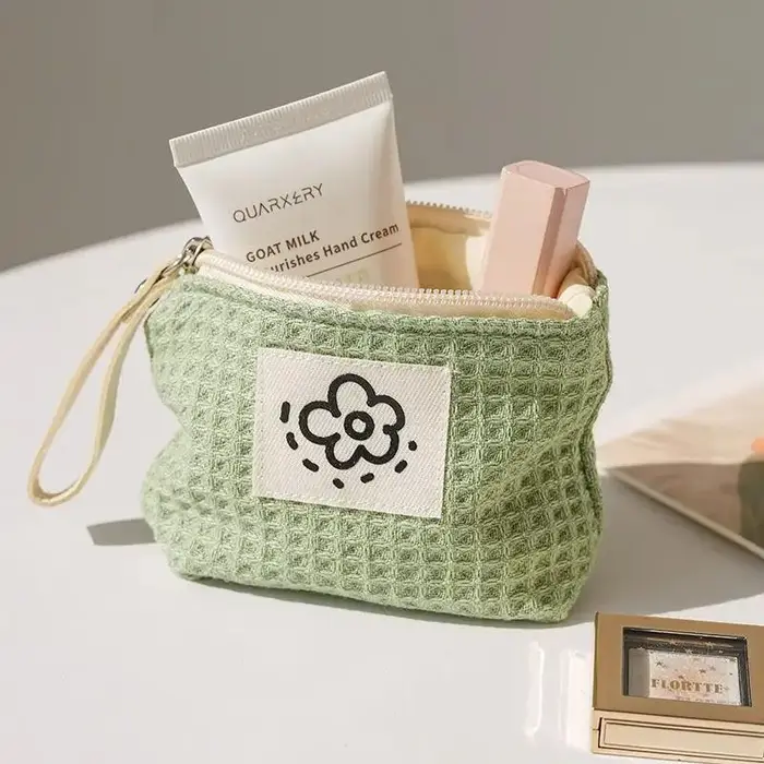 Petit sac de maquillage vert Matcha pour femmes