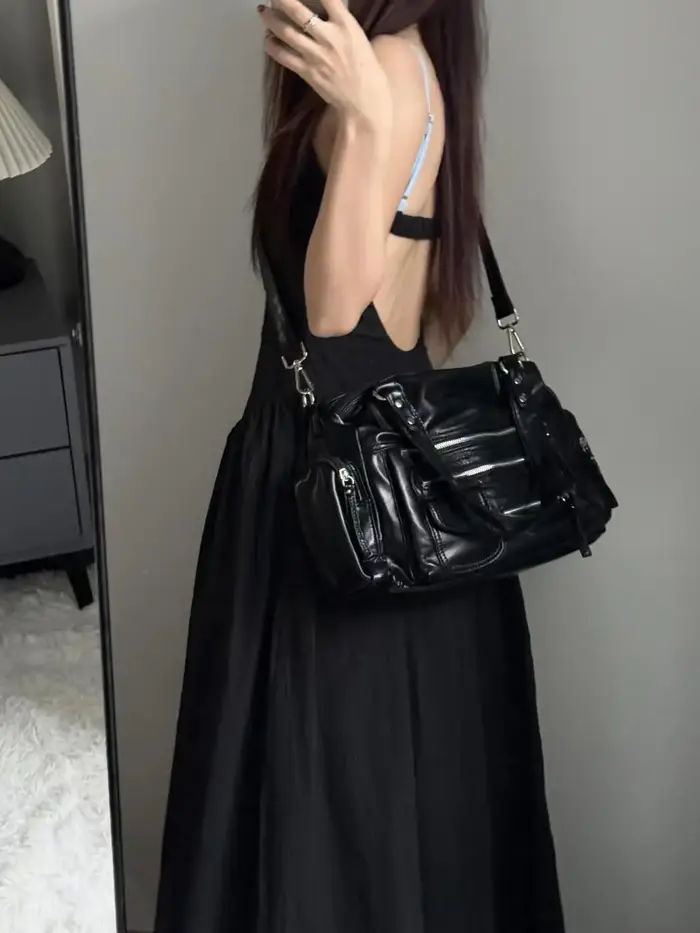 JIAERDI Vintage noir sacs à bandoulière sac à main femmes haute rue poche Chic Y2k sac