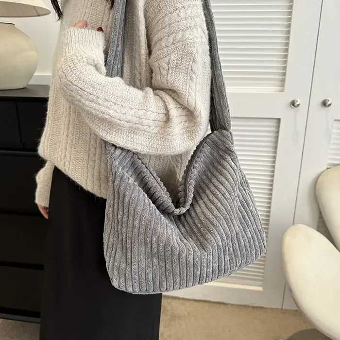 Sac à Main en Velours Côtelé pour Femme