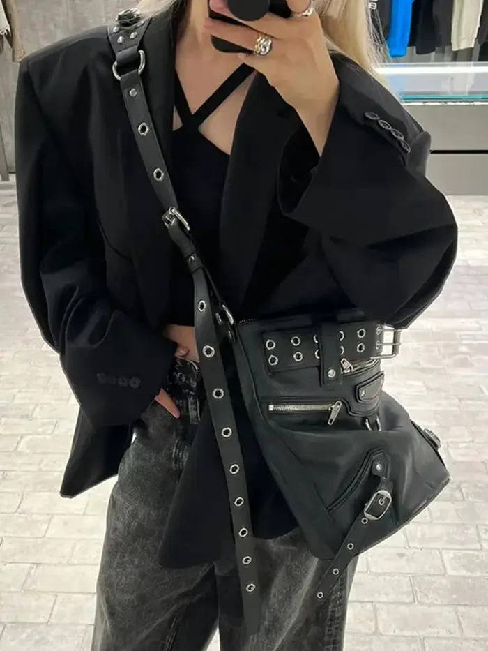 Sac à Main Vintage à Rivets pour Femme