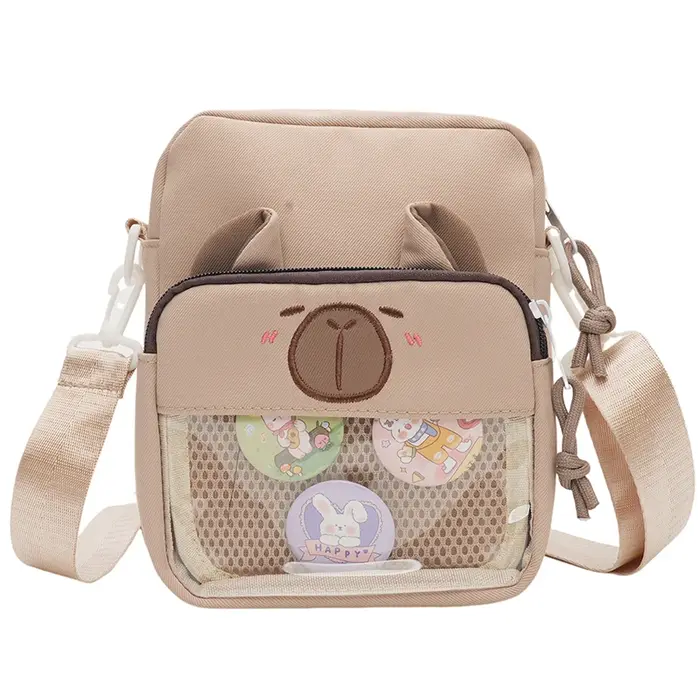 Sacs à bandoulière avec badge Capybara pour femme, petit sac Ita transparent, sac à main Kawaii pour