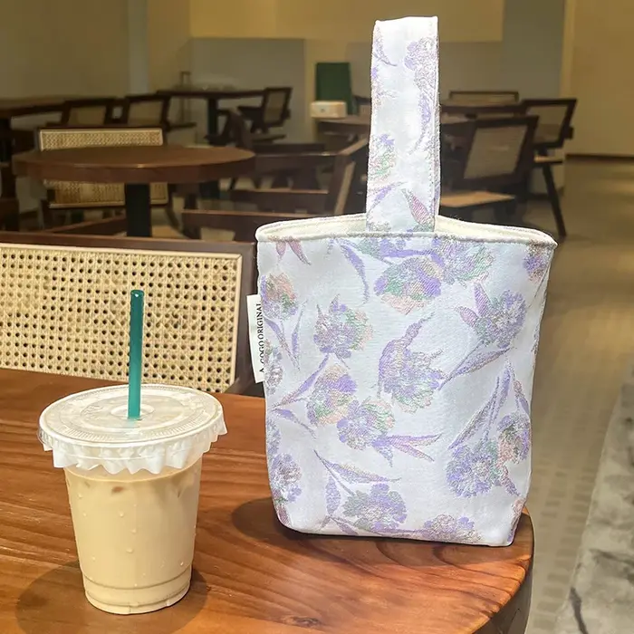 Sac fourre-tout mini en jacquard floral violet