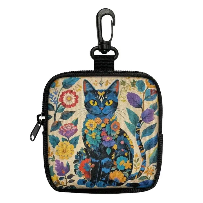 Nouveau Mini porte-monnaie chat imprimé léger écouteur sac Portable en cuir artificiel fermeture éclair sac de rangement amis cadeau