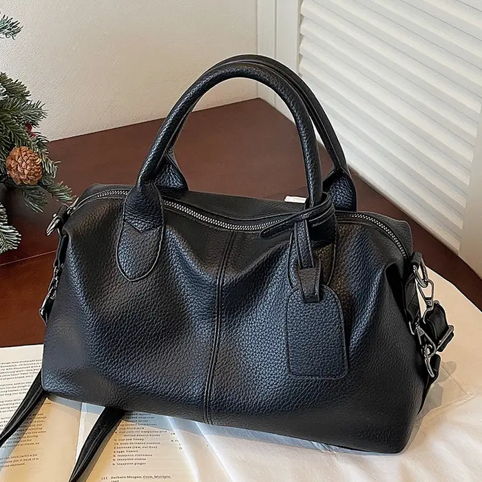 Sac fourre-tout vintage pour femmes, couleur unie simple, grande capacité, sac à main, sac bandoulière pour femmes, sac à main décontracté pour le quotidien et les voyages.