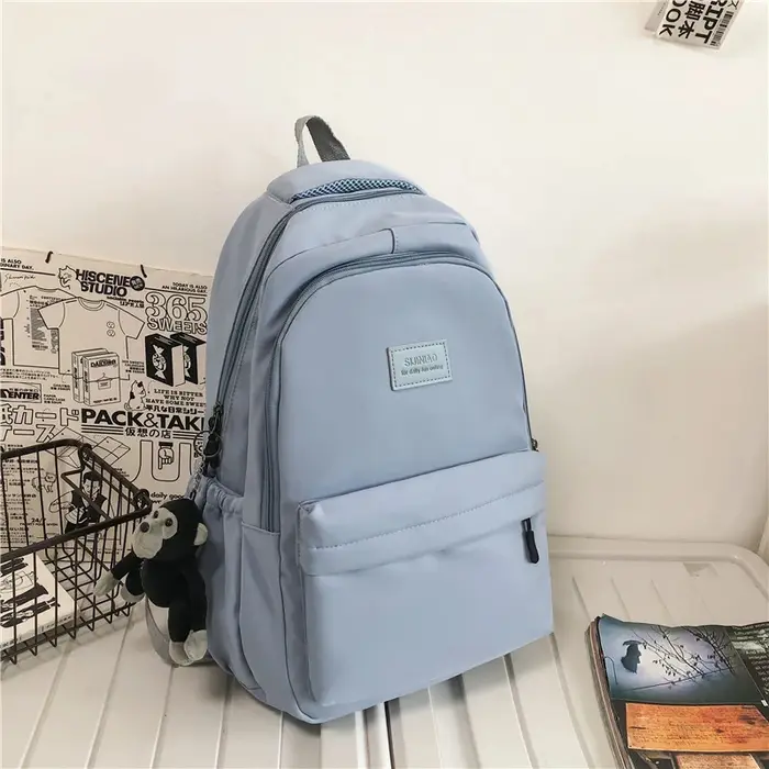 Sac à dos de couleur unie pour femmes, sac de livre d'université multi-poches, sacs à dos décontract