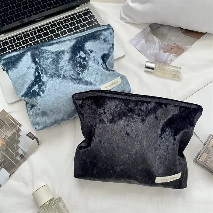 Sac à cosmétiques en velours de grande capacité pour femmes