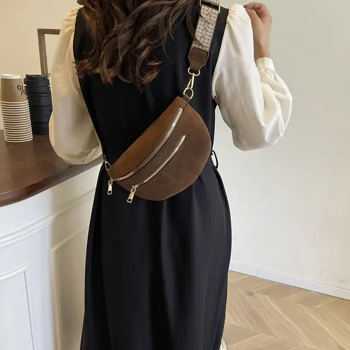 2025 hiver Faux daim poitrine sac femme taille sac rue tendance Fanny Pack voyage décontracté