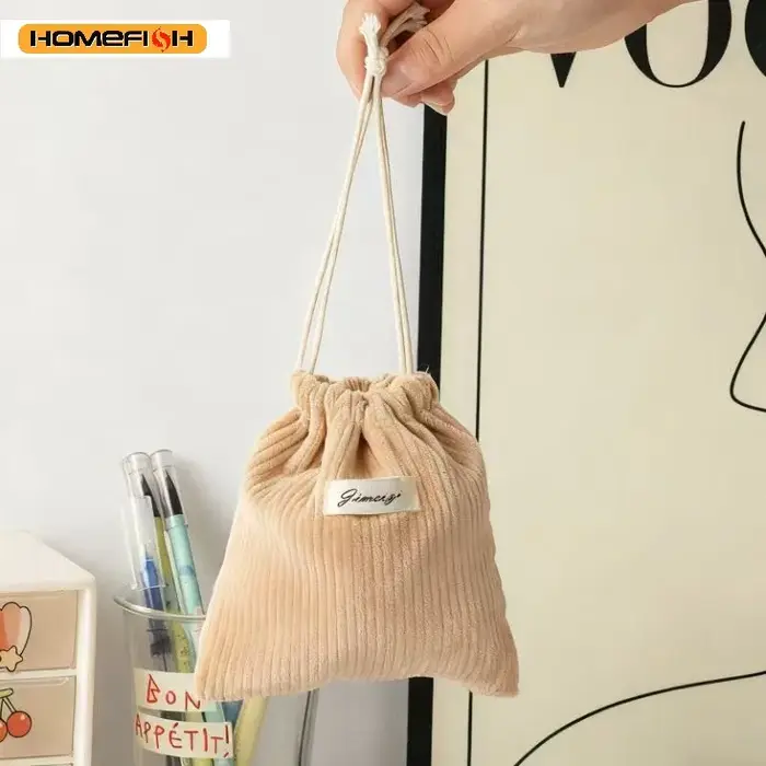 Sac à cordon en velours côtelé HOMEFISH, cadeau de Noël, bonbons, bijoux, cosmétiques, pièces de monnaie, clés, organisateur, sacs d'emballage, sac de rangement, pochette