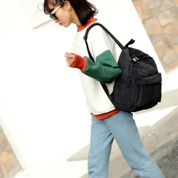 Nouveaux sacs à dos en velours côtelé pour hommes et femmes avec style universitaire