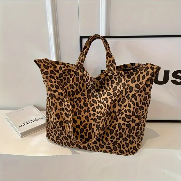 Sac Vintage imprimé léopard pour femmes, sacs à bandoulière en toile de grande capacité, sac à bando
