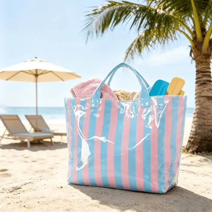 Sac fourre-tout rayé en PVC