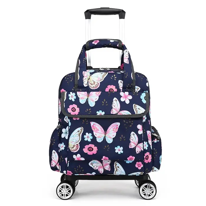 Sac polochon à roulettes pliable, sac de transport léger avec poignée rétractable, sac de chariot de