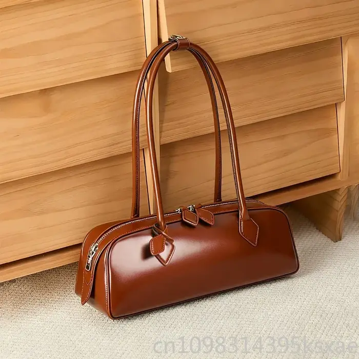 Sac à bandoulière pour femme en cuir véritable grande capacité, style minimaliste coréen, rouge, pour mariage