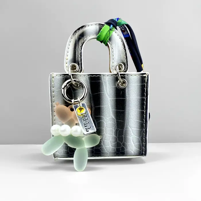 Mini sac à main en cuir PU, mini sac arc-en-ciel avec porte-clés chien ballon dégradé pour écouteurs