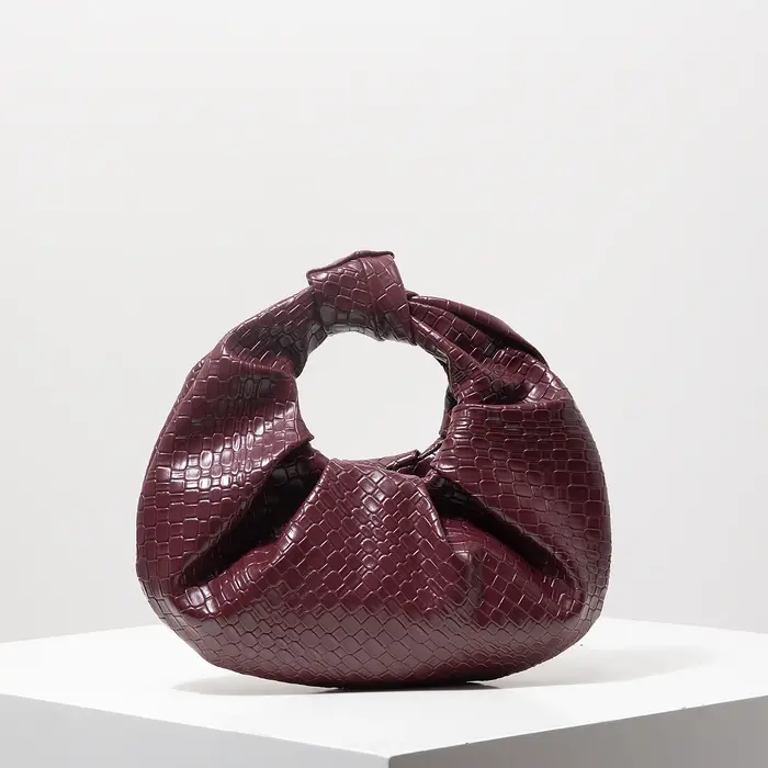 Sac à main vintage en similicuir à motif tressé, sac croissant noué, sac nuage plissé, robe de soiré