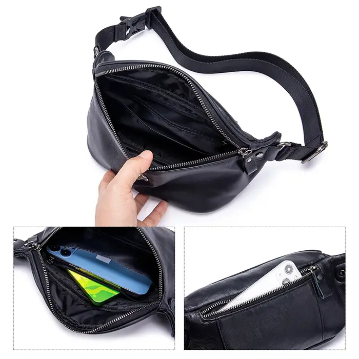 Sacs banane en cuir véritable pour hommes