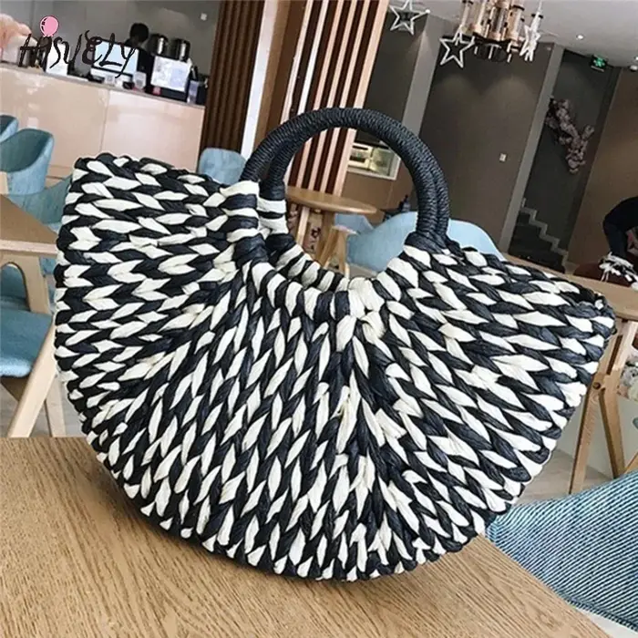 Sac à main coloré en rotin et osier pour femmes