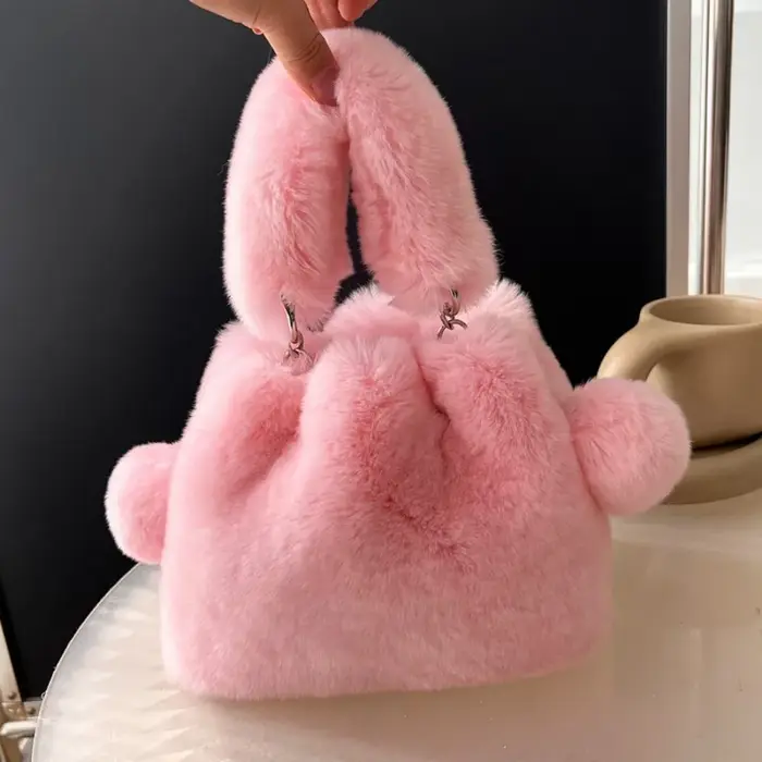 Sacs moelleux en vraie fourrure de lapin pour femmes
