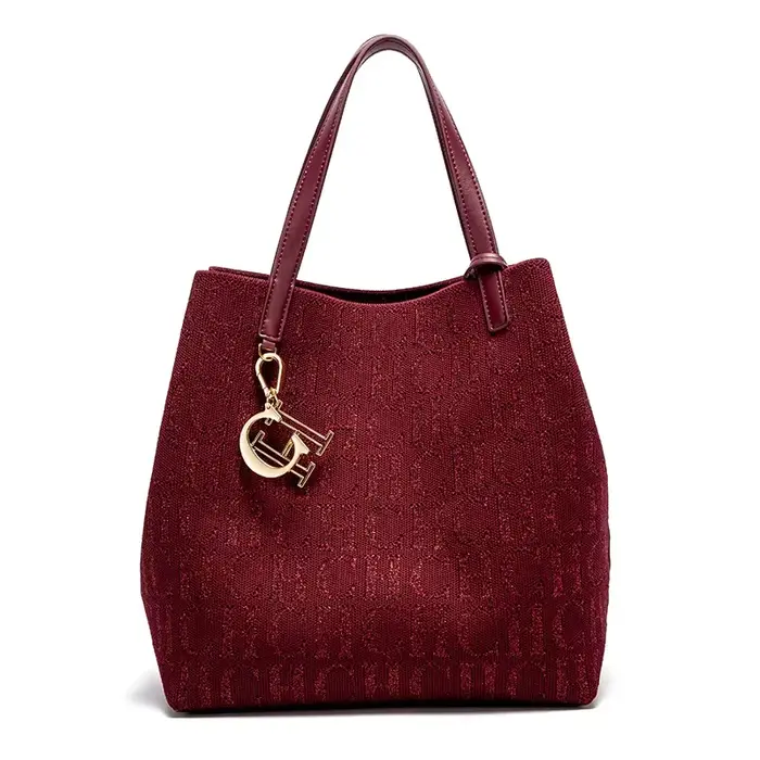 CH Sac à bandoulière pour femme, simple, couleur unie, motif imprimé lettres dorées, grande capacité