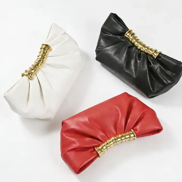 Sac de soirée de luxe en métal en forme de nuage, sac à bandoulière pour femme en PU avec élément pliable, taille moyenne