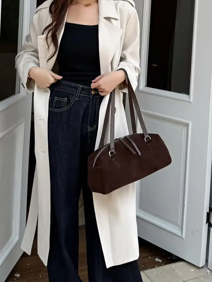 La première couche de sac de bowling Boston givré rétro en peau de vache avec un sac fourre-tout à une épaule de grande sensibilité et de grande capacité.