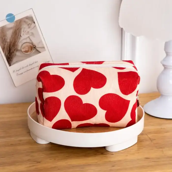 Sac à cosmétiques en velours côtelé pour femmes
