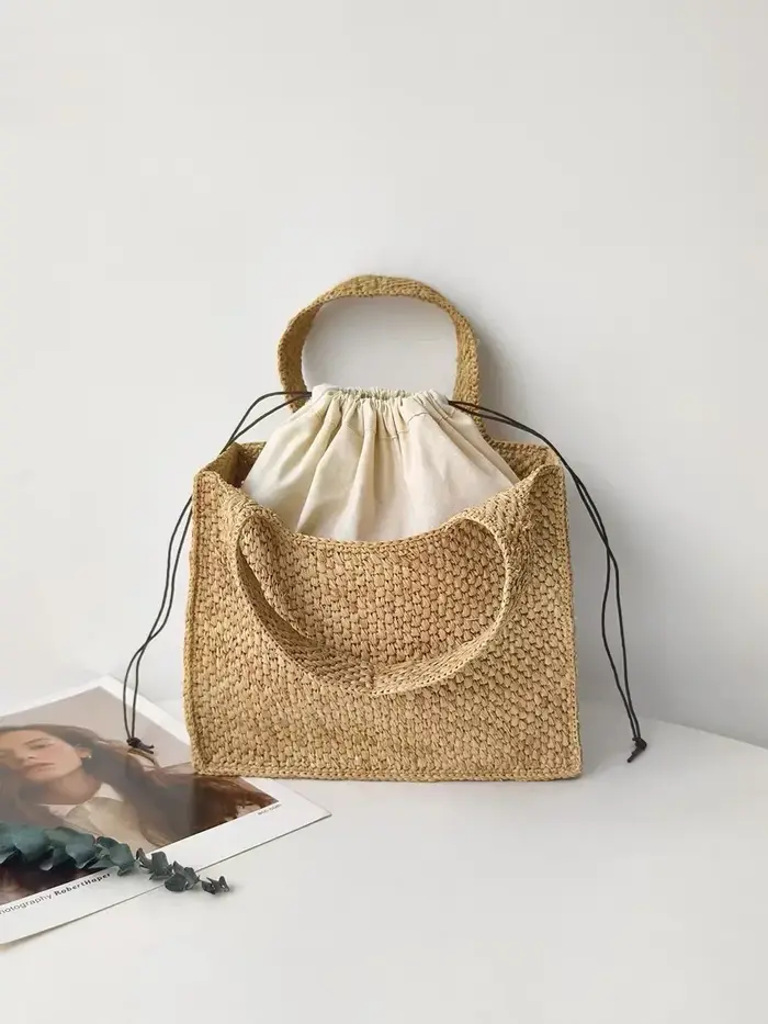 Été raphia paille femmes vacances tissé plage sac à bandoulière capacité Simple sac à main classique