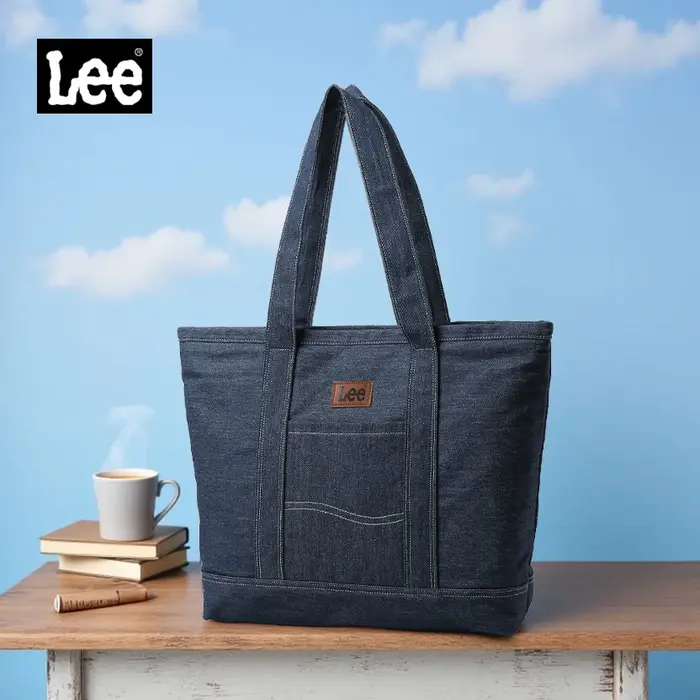 Sac fourre-tout unisexe LEE en toile et cuir avec fermeture éclair, sac à main décontracté en jean p