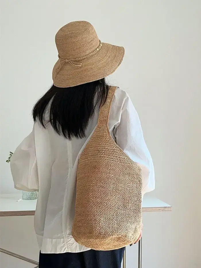Sac seau en rotin pour femmes