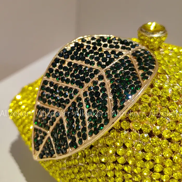 Alizekerr citron en forme de diamant sacs de soirée femmes magnifique Unique Bling strass métallique