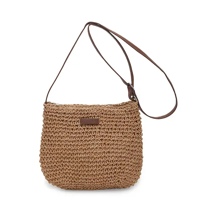 Sac en paille tressé, bandoulière unique