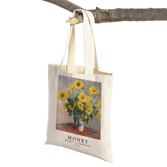 Claude Monet-Sac à Main Imprimé Abstrait pour Femme, Fourre-Tout Deux Faces, Mode Artistique, Décont