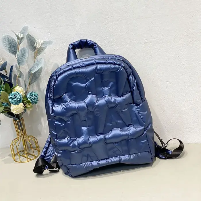 Sac à dos en duvet pour femmes, sac d'école à la mode, grande capacité, sac en coton gaufré Lazy Spa