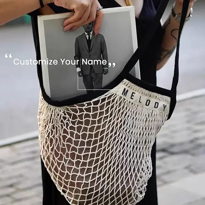 Sac en coton biologique en maille avec nom personnalisé