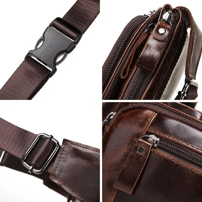 KAVIS Sac messager pour homme en cuir
