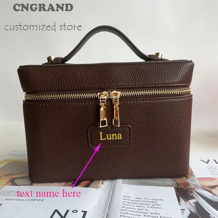 Sac de maquillage classique personnalisable à motif pierre pour femme, doublure en cuir facile à nettoyer, sac de rangement carré pour produits de soin