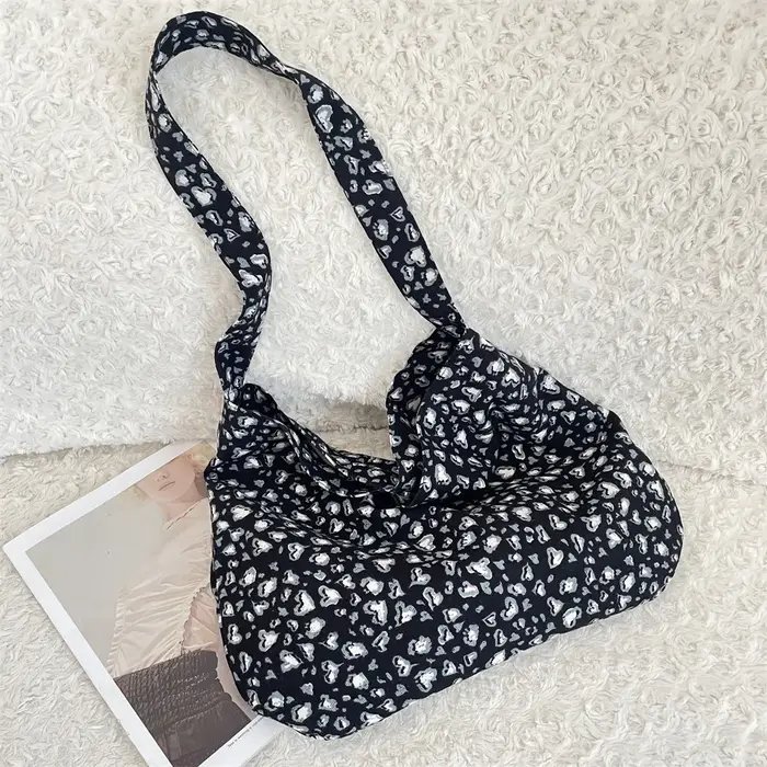 Sac à bandoulière en toile léopard rétro artistique pour femmes