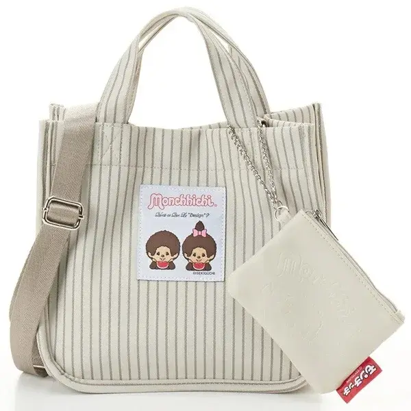 Nouveau sac à main Monchhichi à rayures grande capacité
