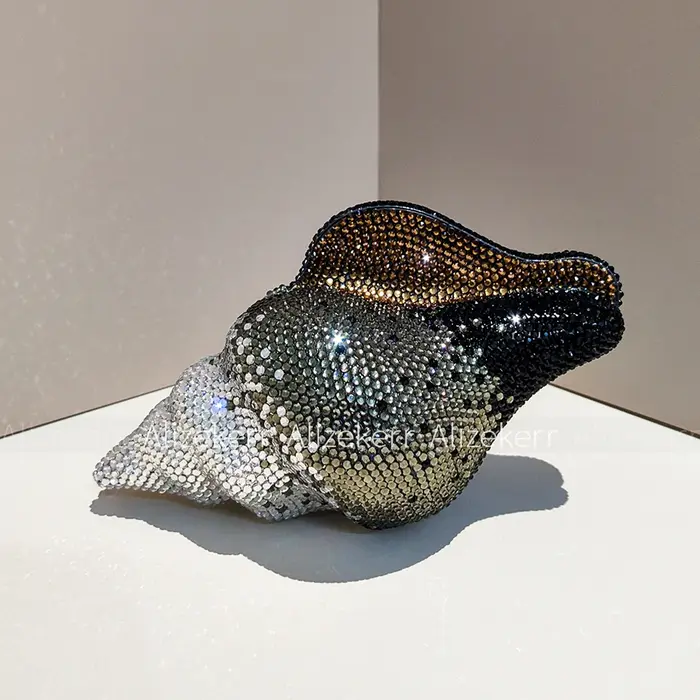 Sacs de soirée en cristal en forme de coquillage Alizekerr pour femmes, magnifiques sacs à main méta