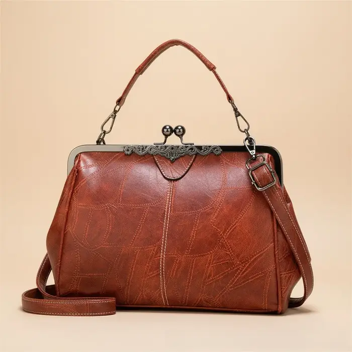Sac à main à la mode pour femmes, pochette à bandoulière, matériau PU, taille moyenne, conception de boucle de verrouillage, forme douce, carré, usage quotidien