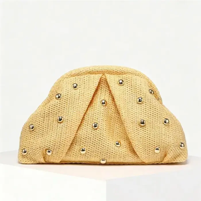 Sac à main bohème en crochet, sac vintage en forme de nuage, pochette plissée douce avec décorations