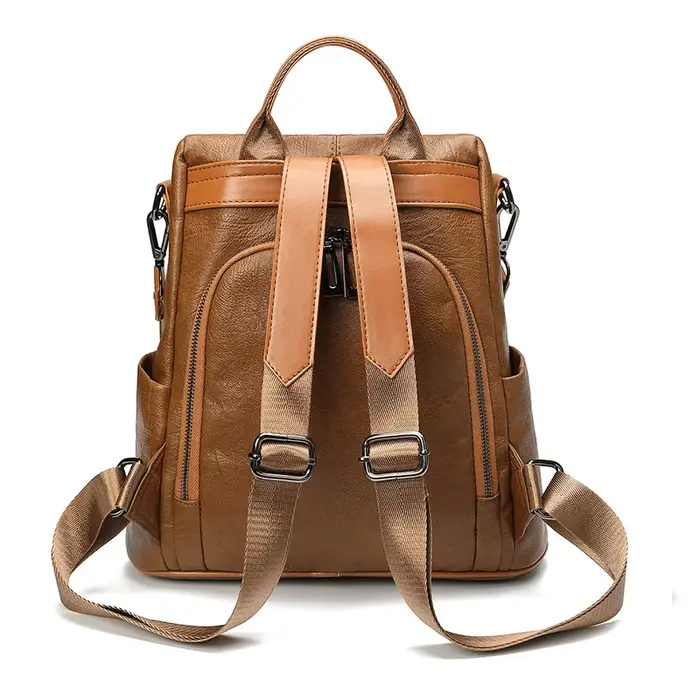 Sac à dos antivol marron pour femme