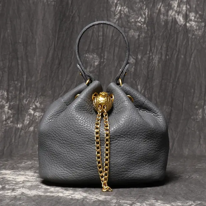 LUOKIR nouveau cordon en métal polyvalent femmes sac à main en cuir véritable chaîne sac à bandoulière Vintage sac seau