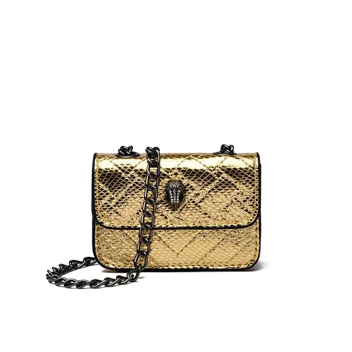 Sac à bandoulière matelassé à paillettes pour femme, mini sac à rabat classique avec fermoir tête d'