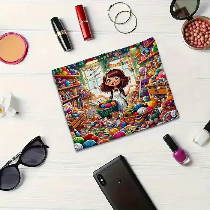Un sac de maquillage sur le thème fait à la main – Sac à fermeture éclair multifonctionnel mignon pour femmes